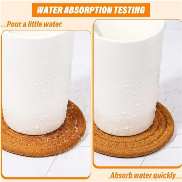 8 Pcs Cotton Drink Coasters with Holder Absorbent Minimalist Home Decor 4.3” - Picture 4 of 8